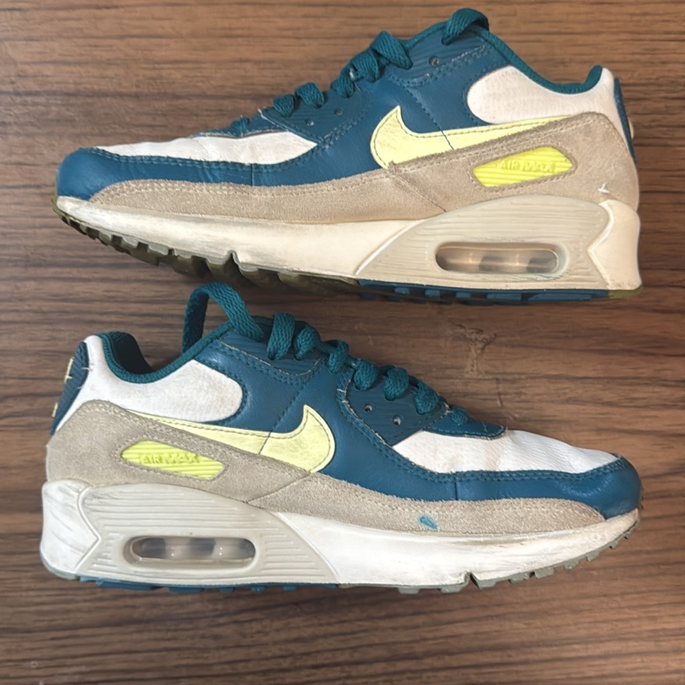 Kids Nike Air Max 90 LTR GS Trainers Turquoise/White - Picture 2 of 10